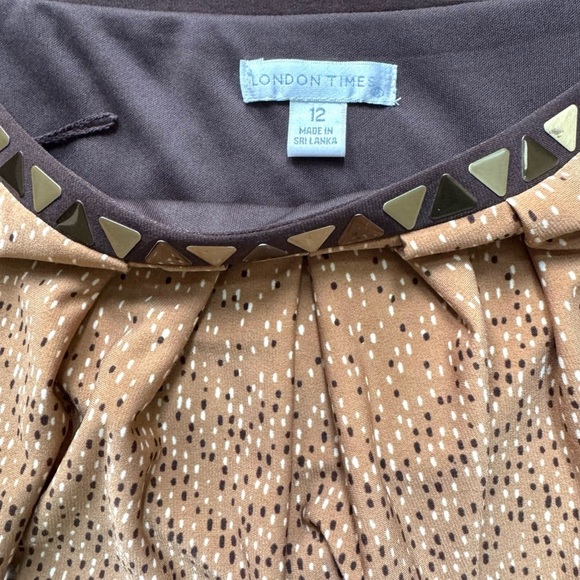 London Times Blouson/Drawstring Shift Dress‎ With 3/4 Buttoned Sleeve,Size 12 - Picture 5 of 12